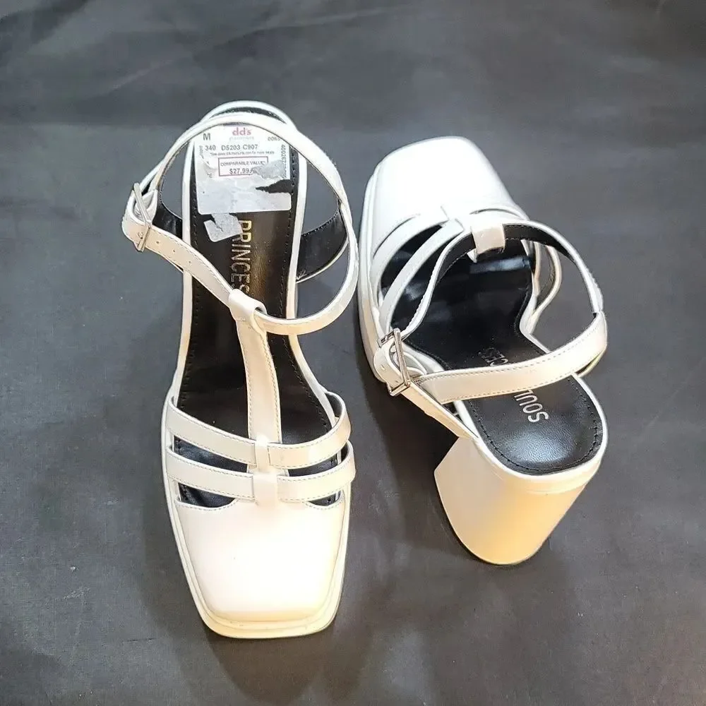 BRAND NEW SOUL PRINCESS PLAIN PLATFORM ANKLE CURVE WIDE HIGH HEEL SANDAL S2